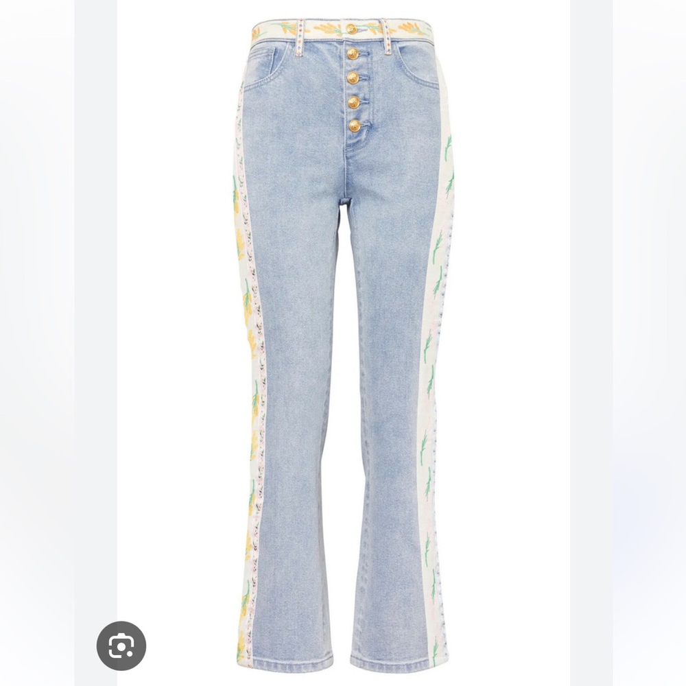 Tory Burch Ribbon Embellished Straight Leg Jeans size 25